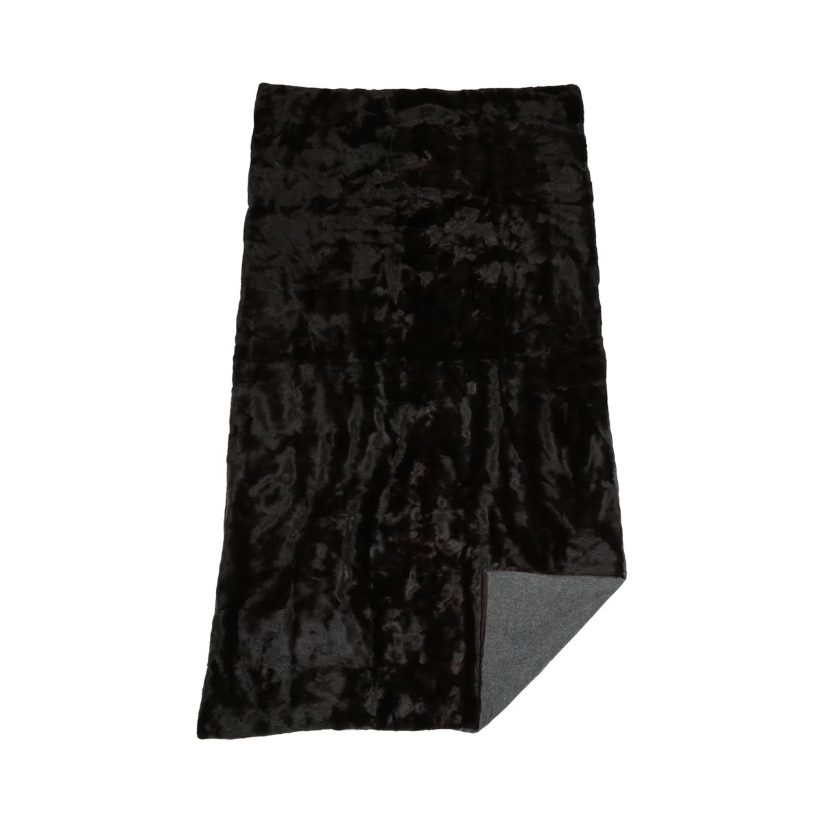 Minkplaid | Bagside af kashmir | Mørkebrun | 122x222 cm