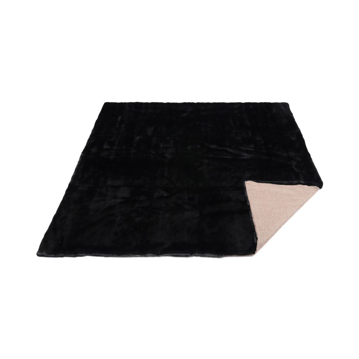 Minkplaid | Bagside af kashmir | Sort | 188x182 cm