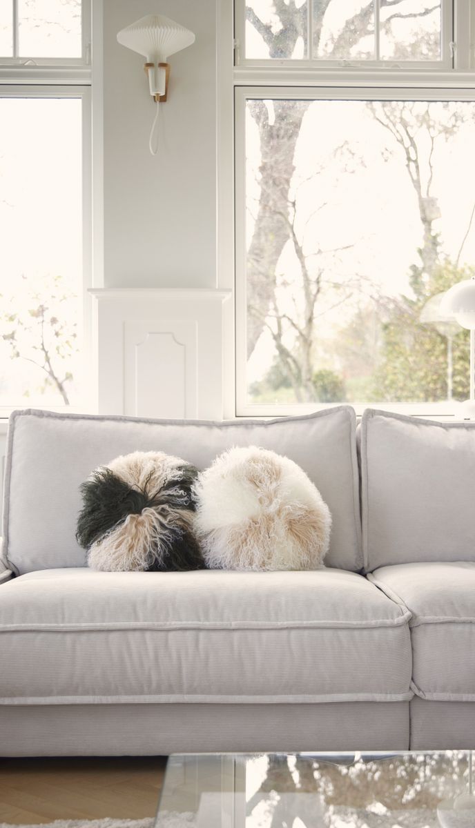 Lammeskindspude | Krøllet | Tibet | Ø45 cm, Ø62 cm & Ø38 cm