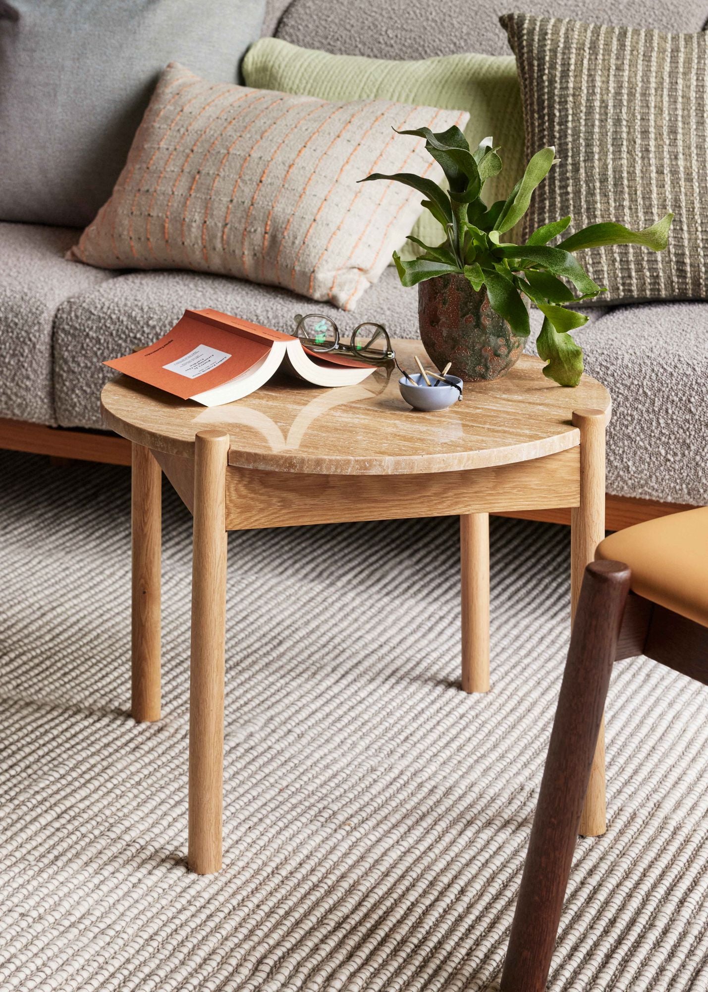 Hübsch Ori Pude Olivengrøn/Beige