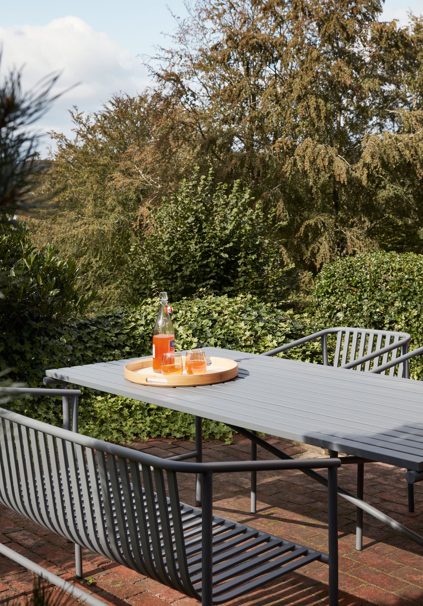 Hübsch Canvas Bakker Rund Natur (sæt af 2)