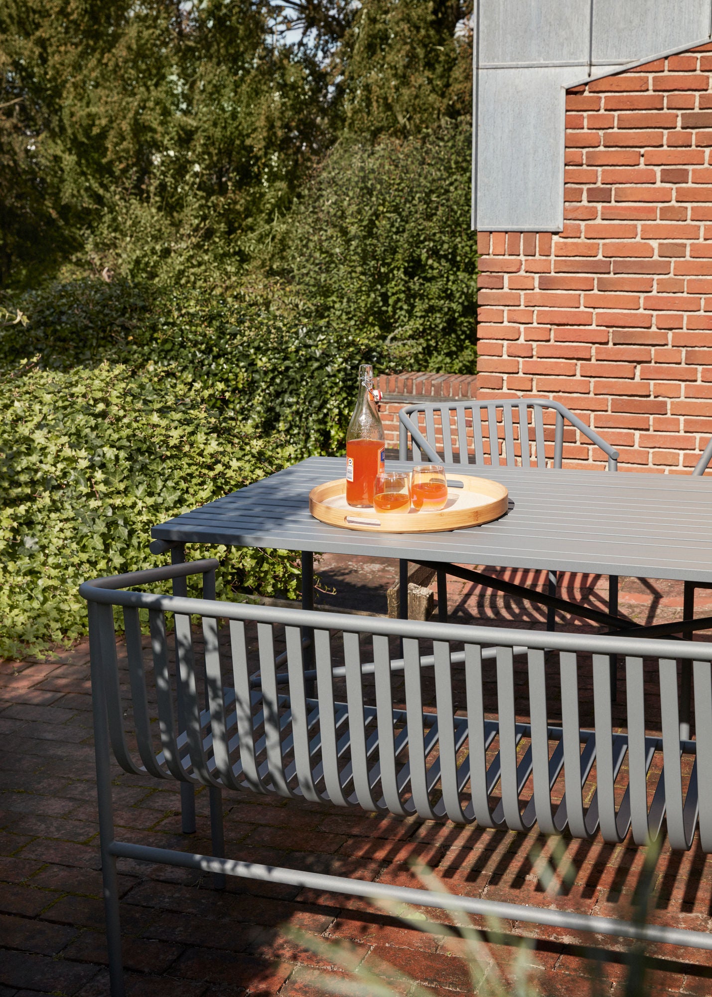 Hübsch Canvas Bakker Rund Natur (sæt af 2)