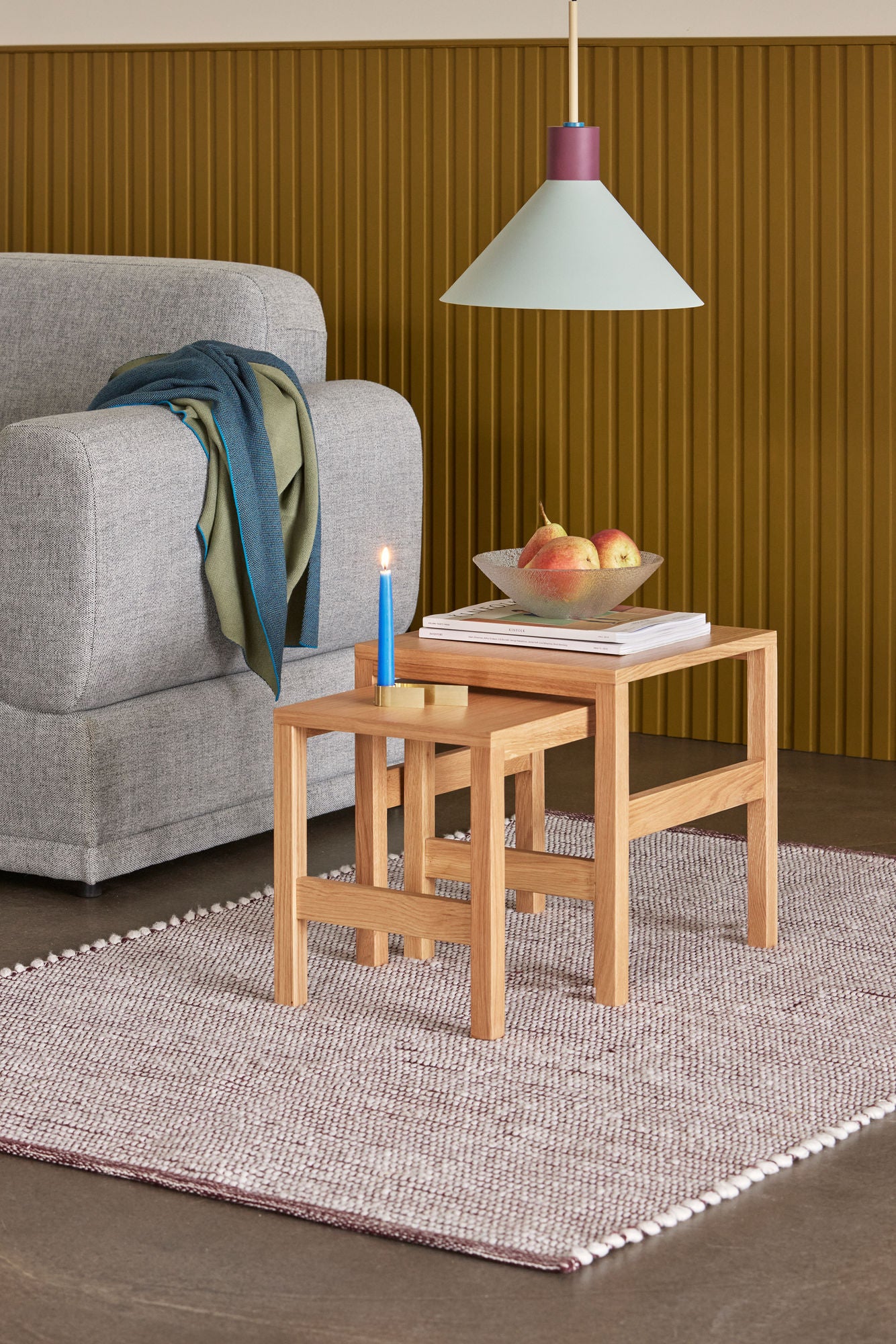 Hübsch Poppy Tæppe Burgundy/Hvid