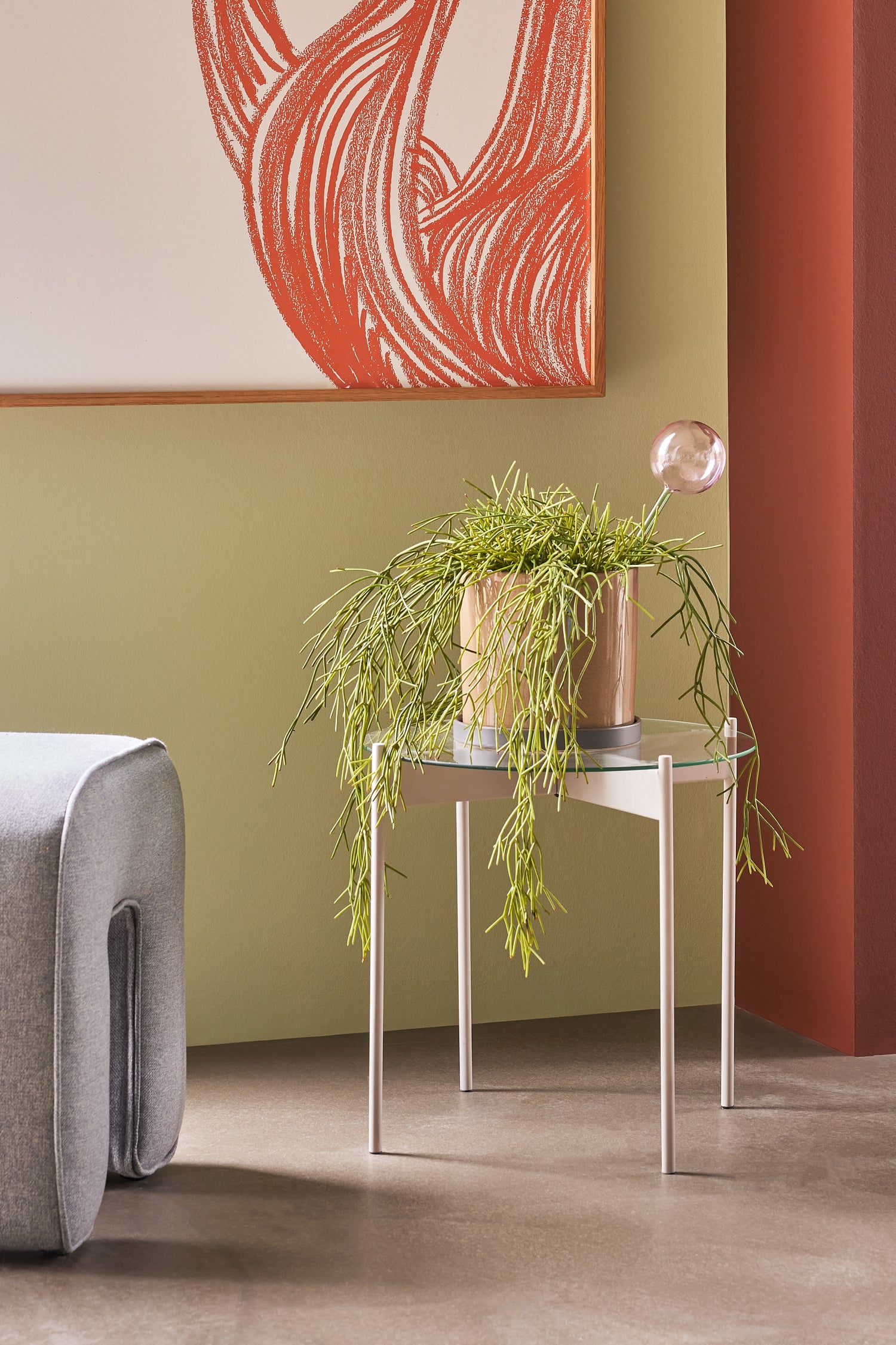 Flora Selvvander Lyserød/Grøn - 8x8xh27cm