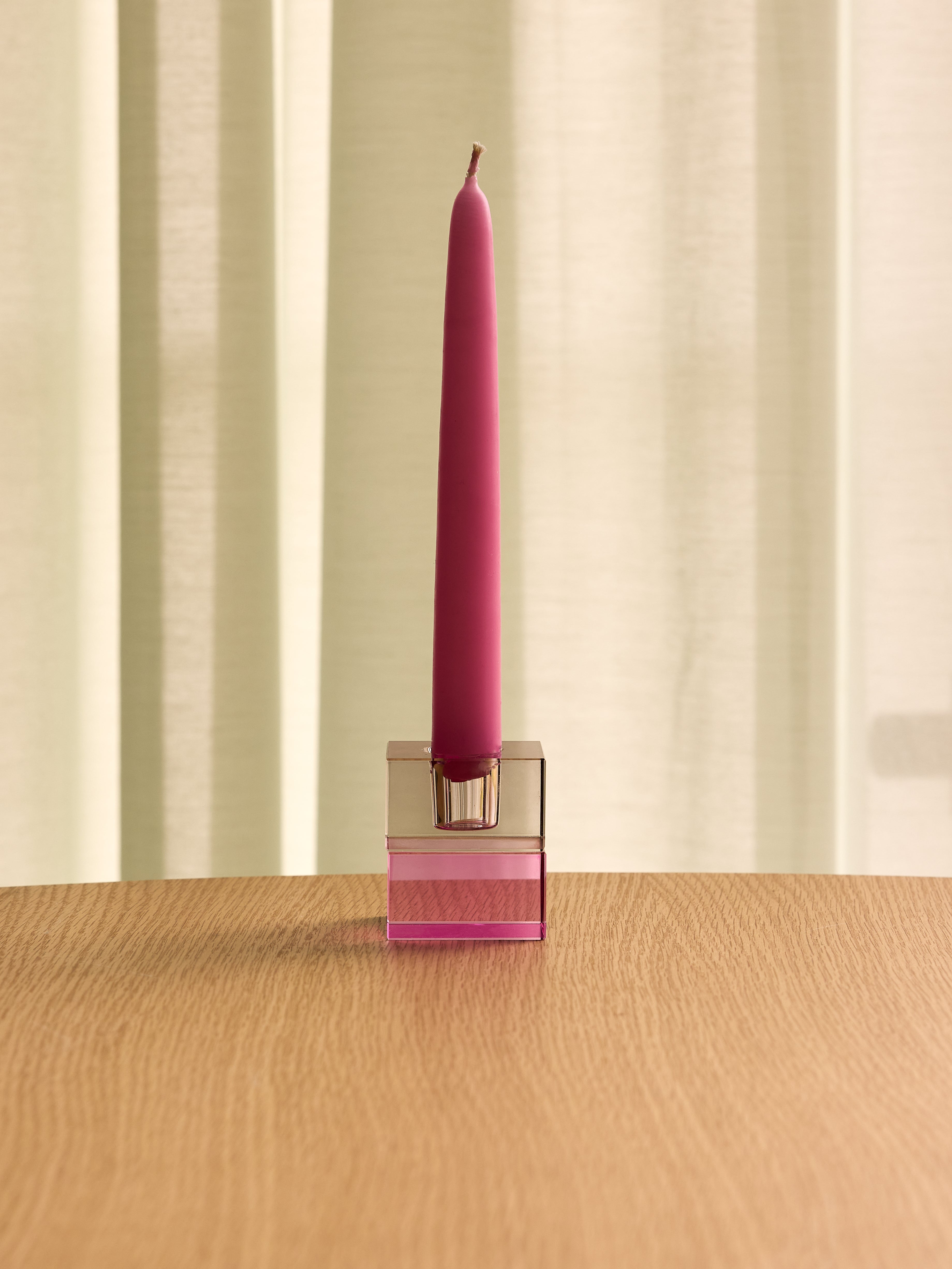 Block Lysestager Brun/Green & Gray/Lyserød (sæt af 2) - 5x5h6cm