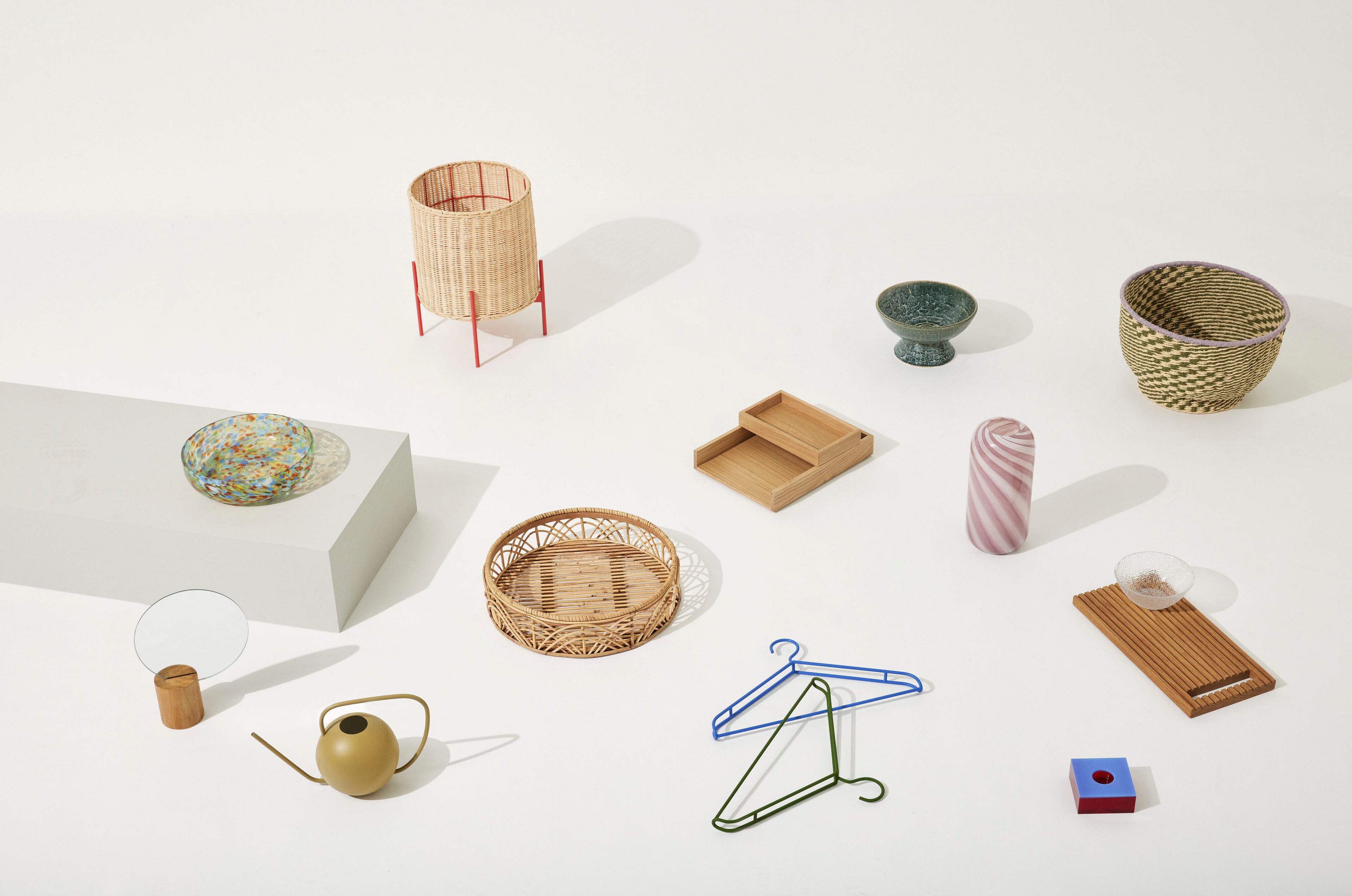 Peppy Kurve Natur/Grøn (sæt af 2) - ø34xh21, ø38xh26cm