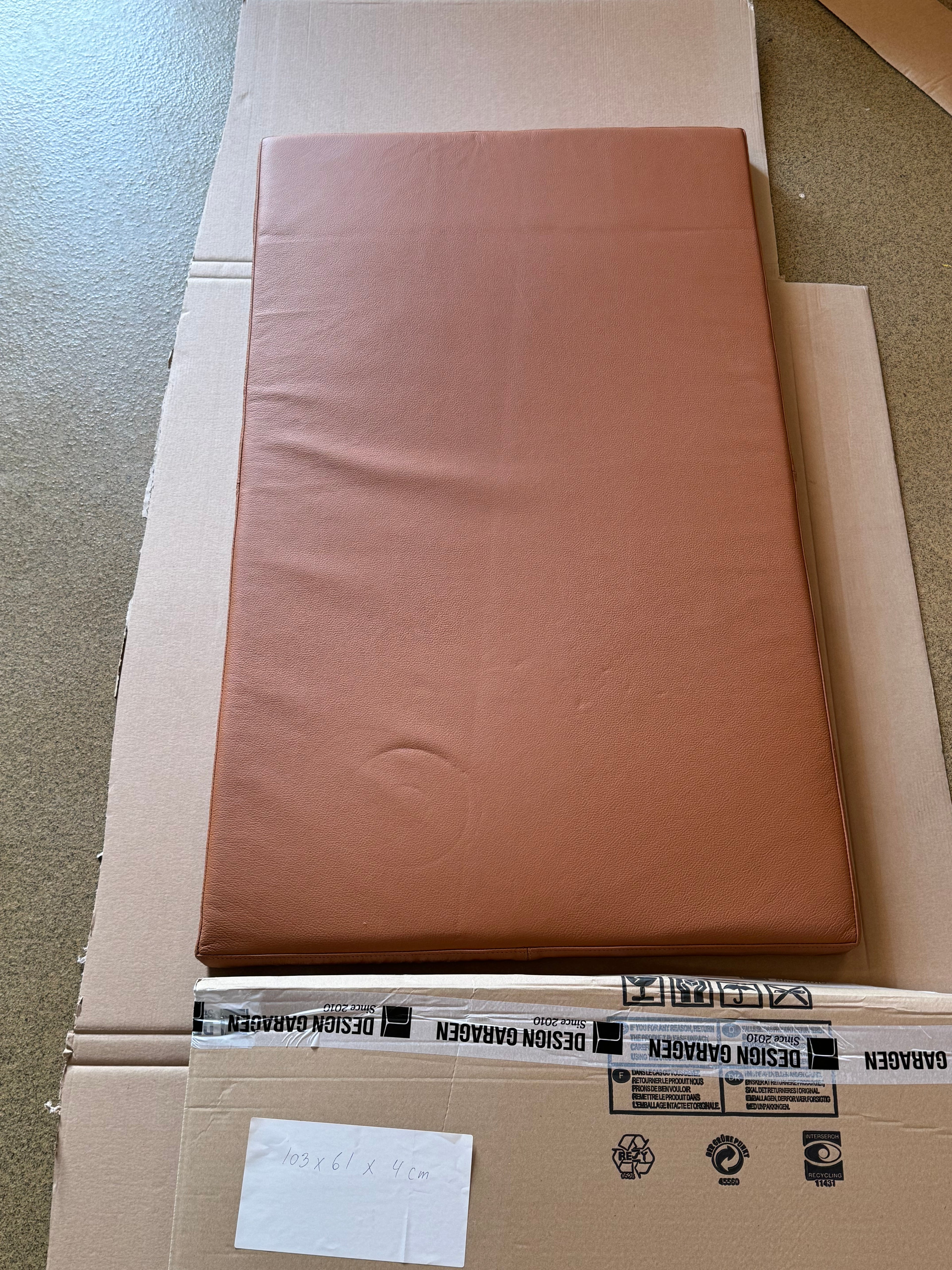 Cognac læderhynde 103x61x4 cm