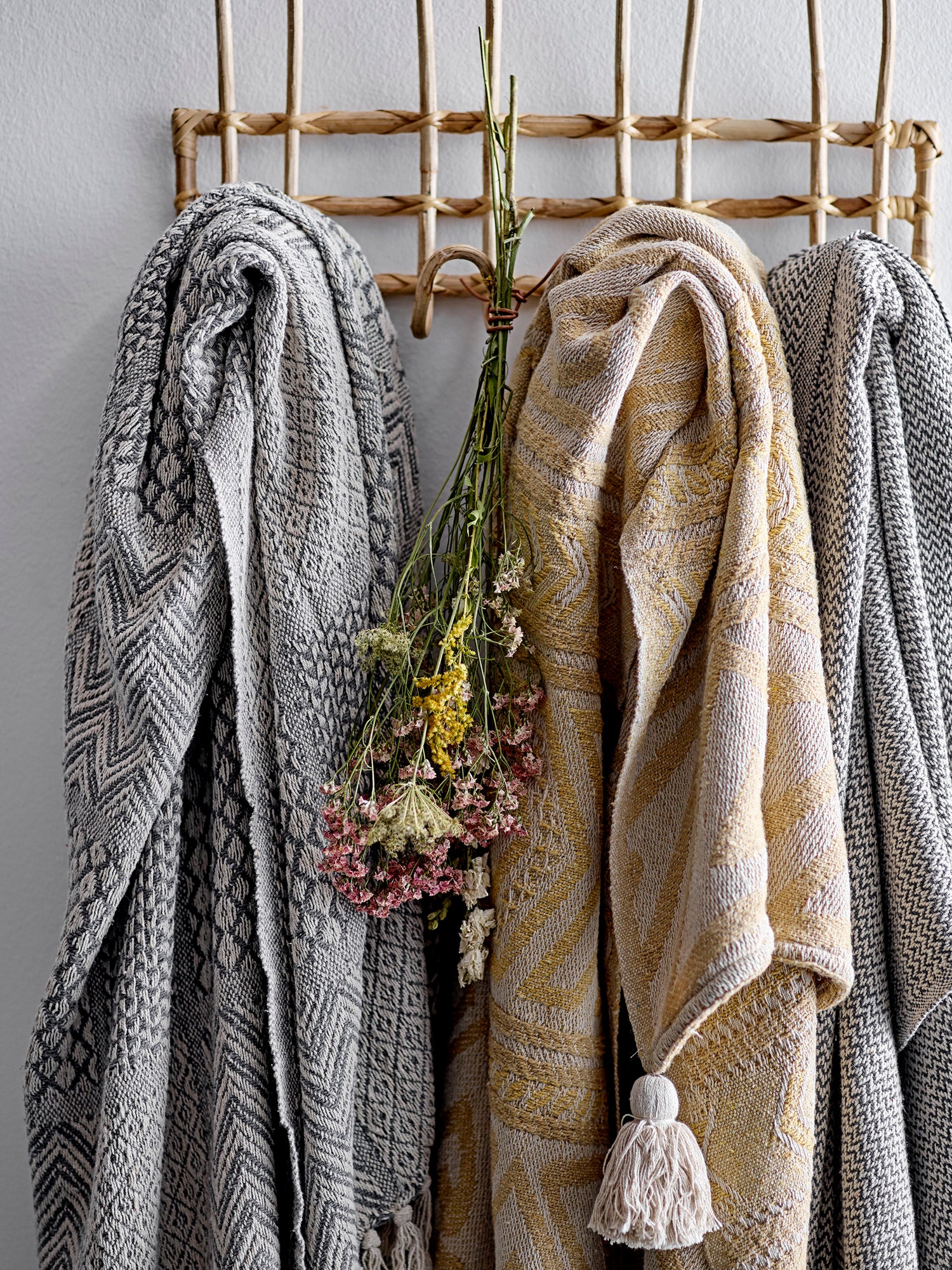 Rodion Plaid, Grå, Genanvendt Bomuld - BLOOMINGVILLE - DesignGaragen.dk