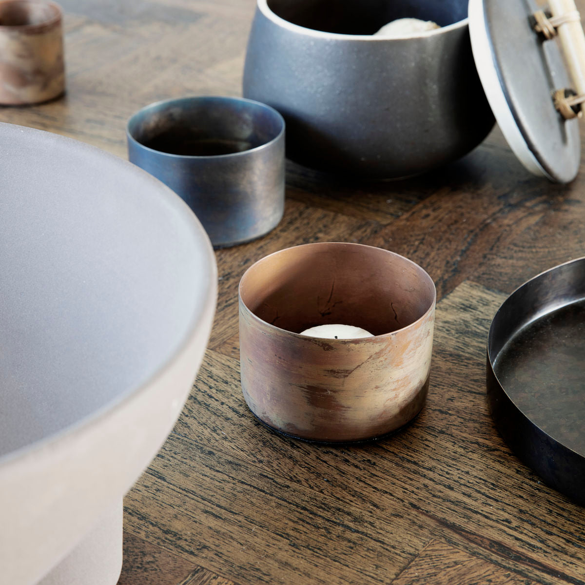 House Doctor - Fyrfadsstage, Define, Antik kobber - h: 5 cm, dia: 8 cm