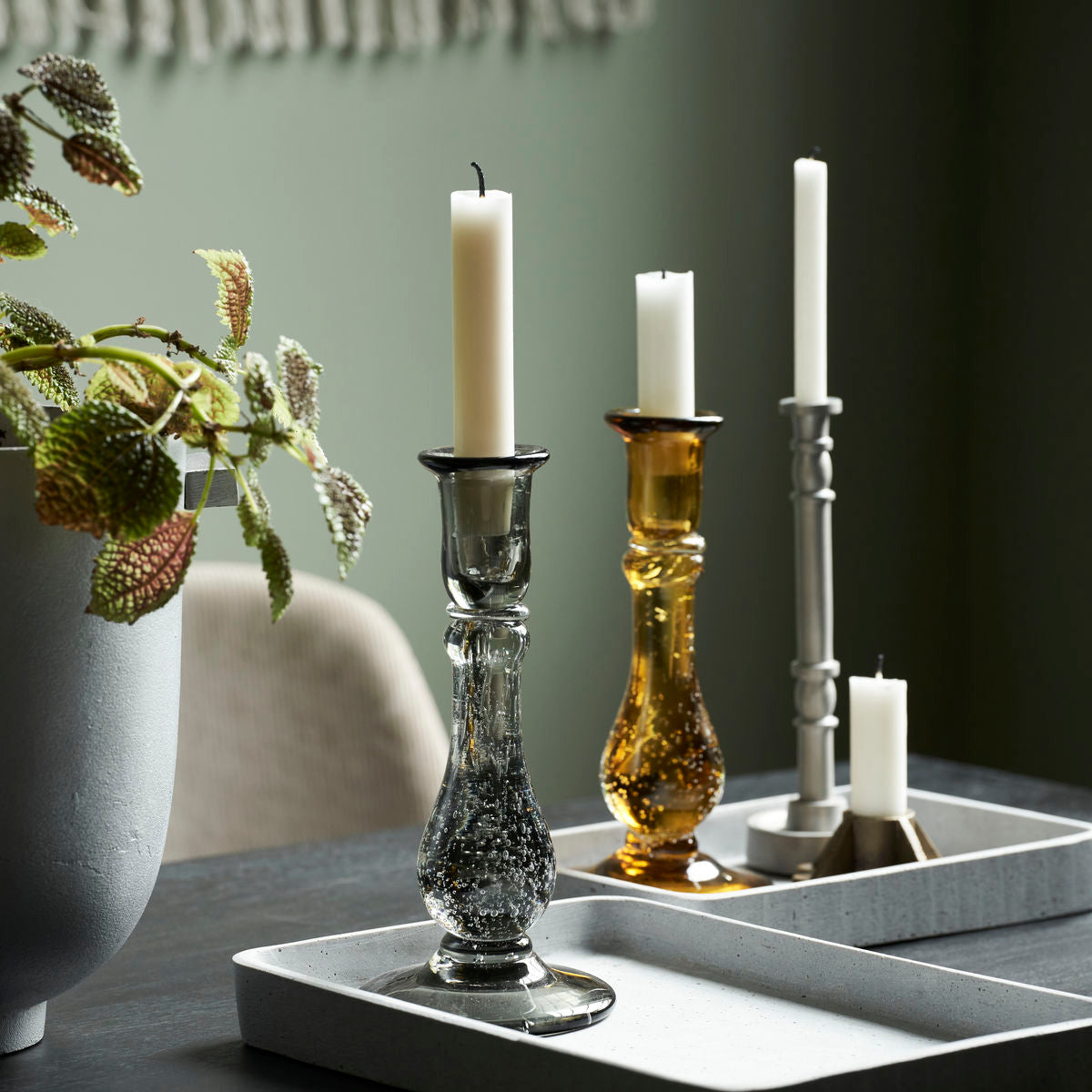 Lysestage, Glee, Grå - h: 22 cm - House Doctor - DesignGaragen.dk