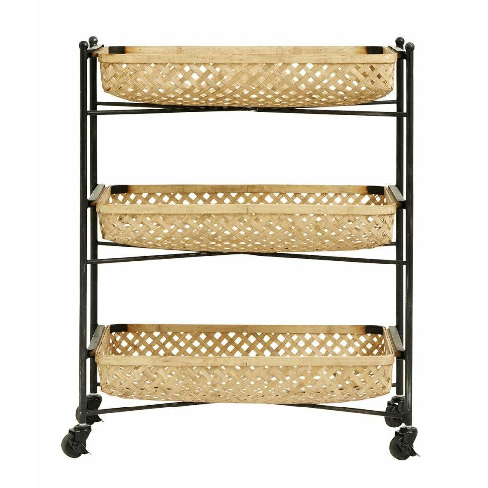 Nordal Rullebord med fletkurve i bambus - 64x36 cm - natur/sort