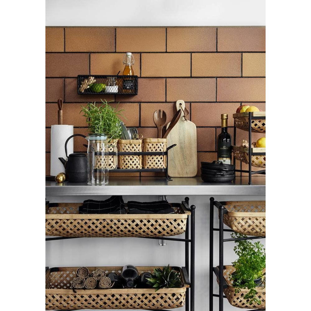 Nordal Rullebord med fletkurve i bambus - 64x36 cm - natur/sort