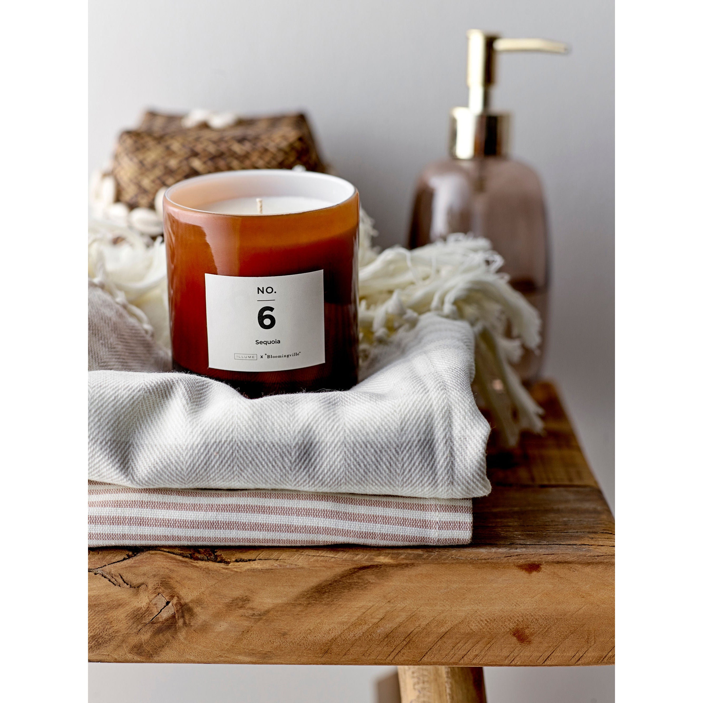 Bloomingville Seval Basket w/Lid, Natur, Bambus