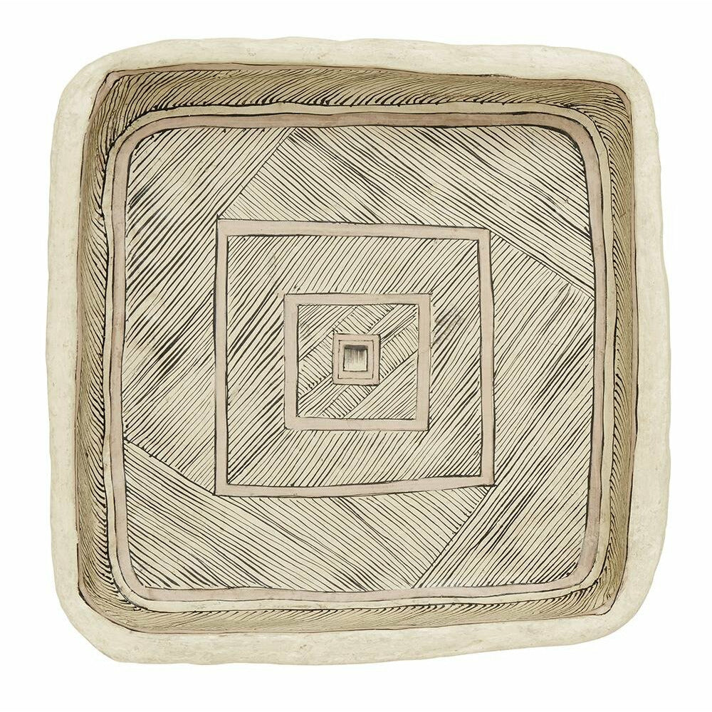 Nordal ART vægdekoration i papmaché - 32x32 cm - beige/sort