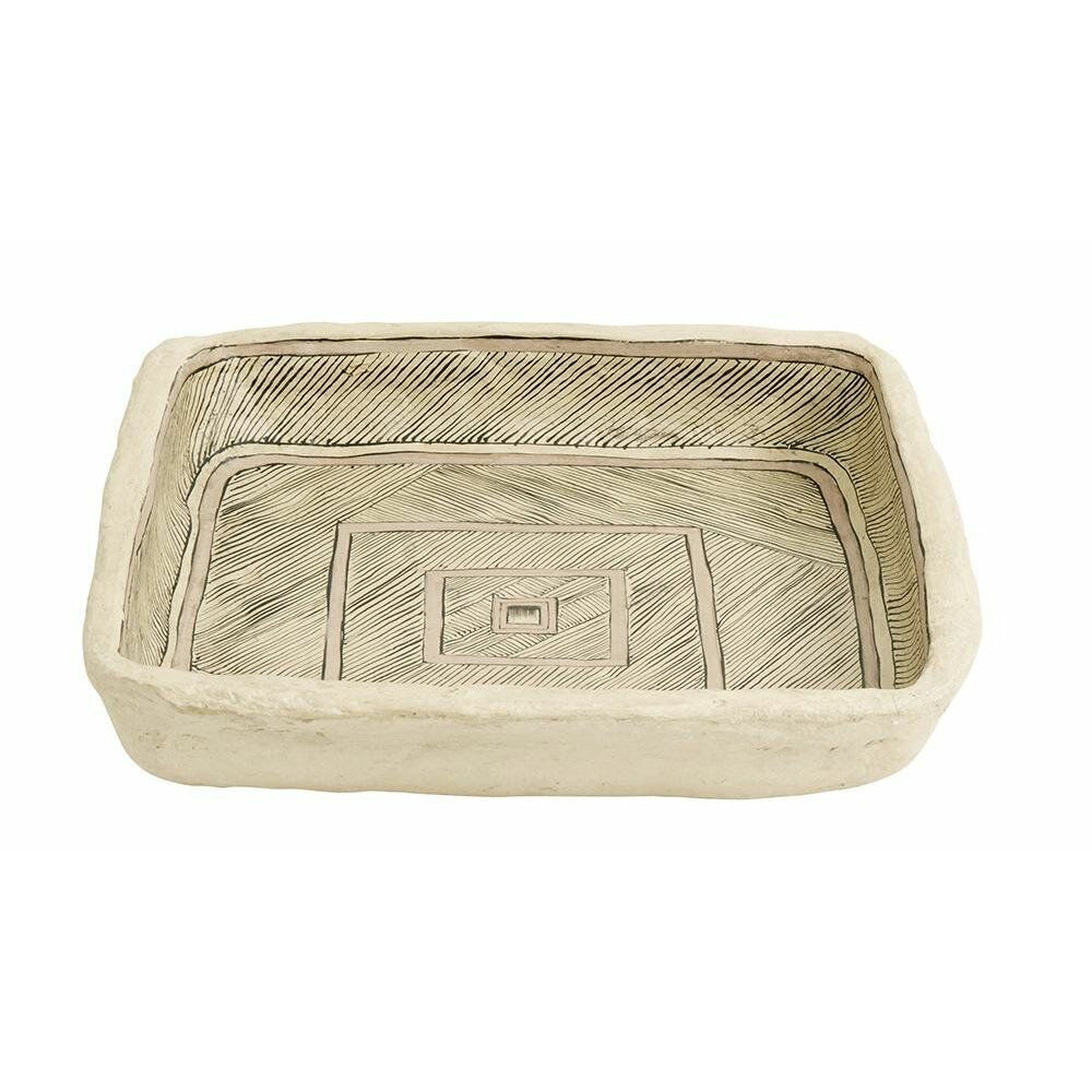 Nordal ART vægdekoration i papmaché - 32x32 cm - beige/sort