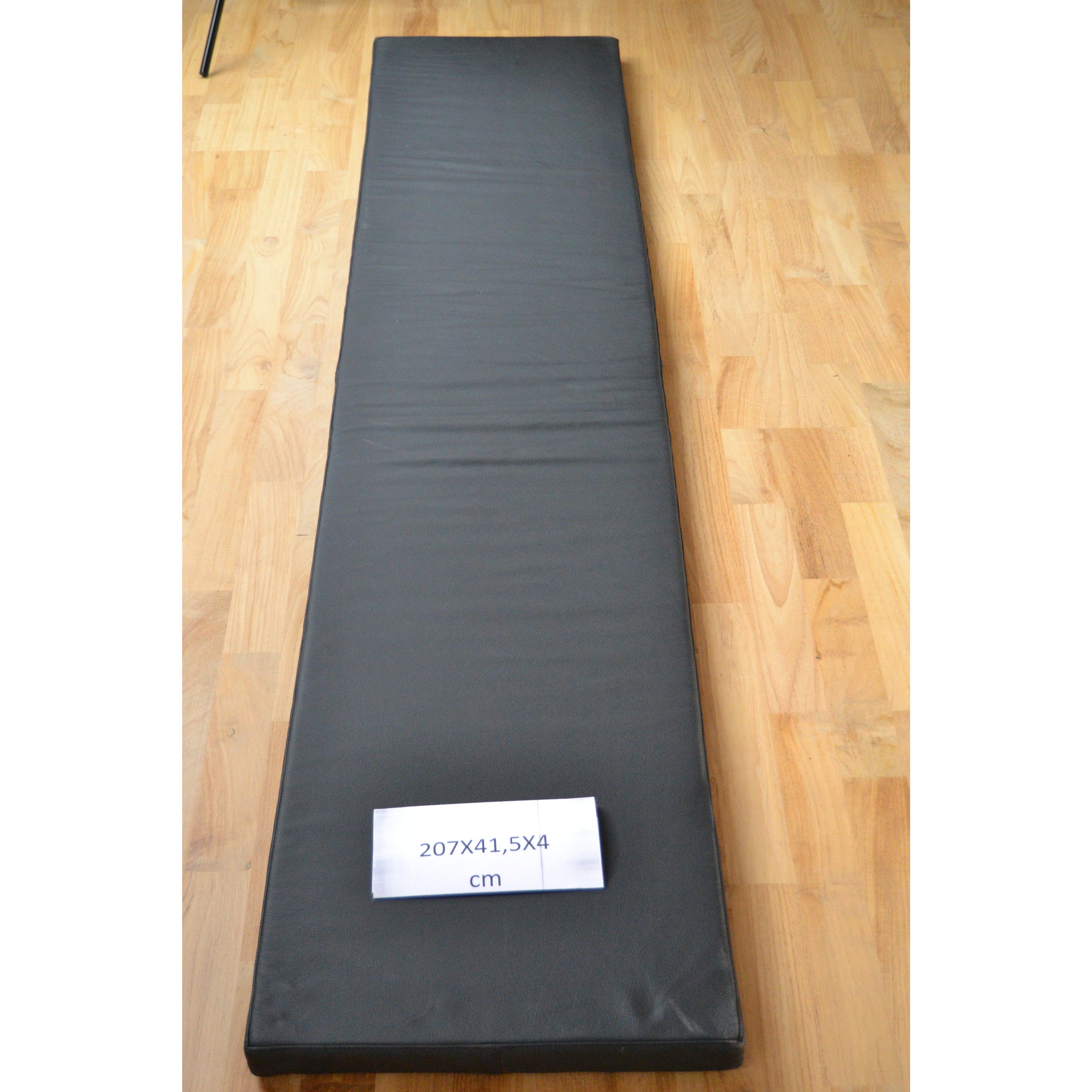 Sort læderhynde 207x41,5x4 cm