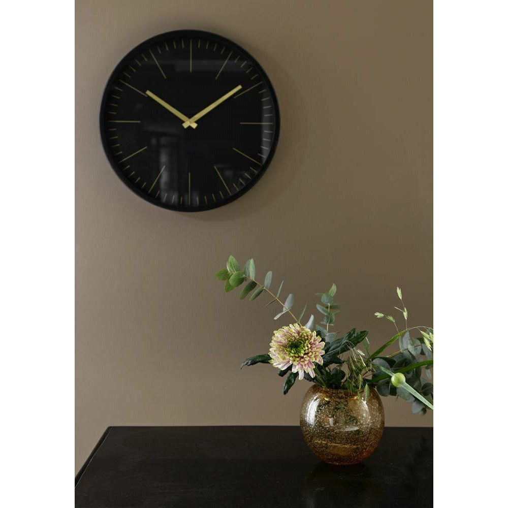 Nordal ONYX vægur med glas - ø45 cm - sort/messing