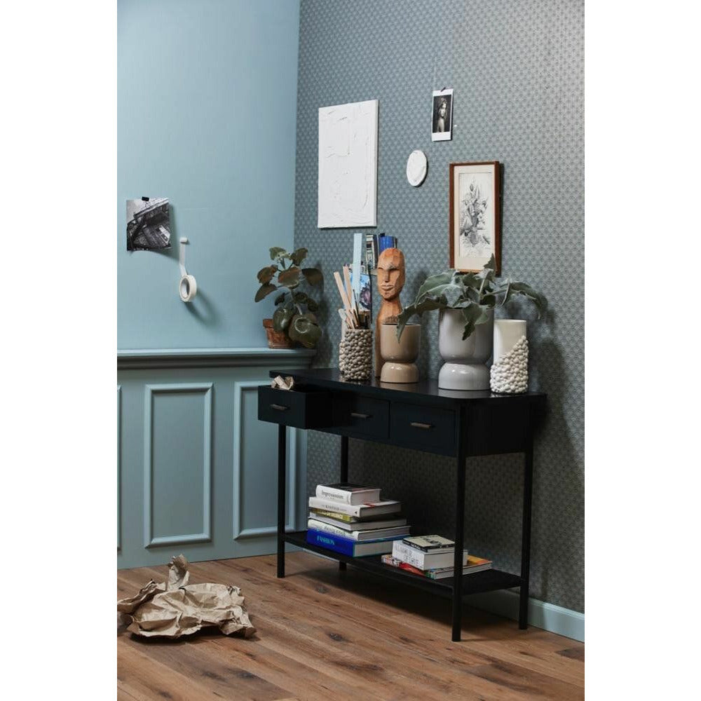 Nordal ARDA konsolbord i træ med 3 skuffer - 120x40 - sort