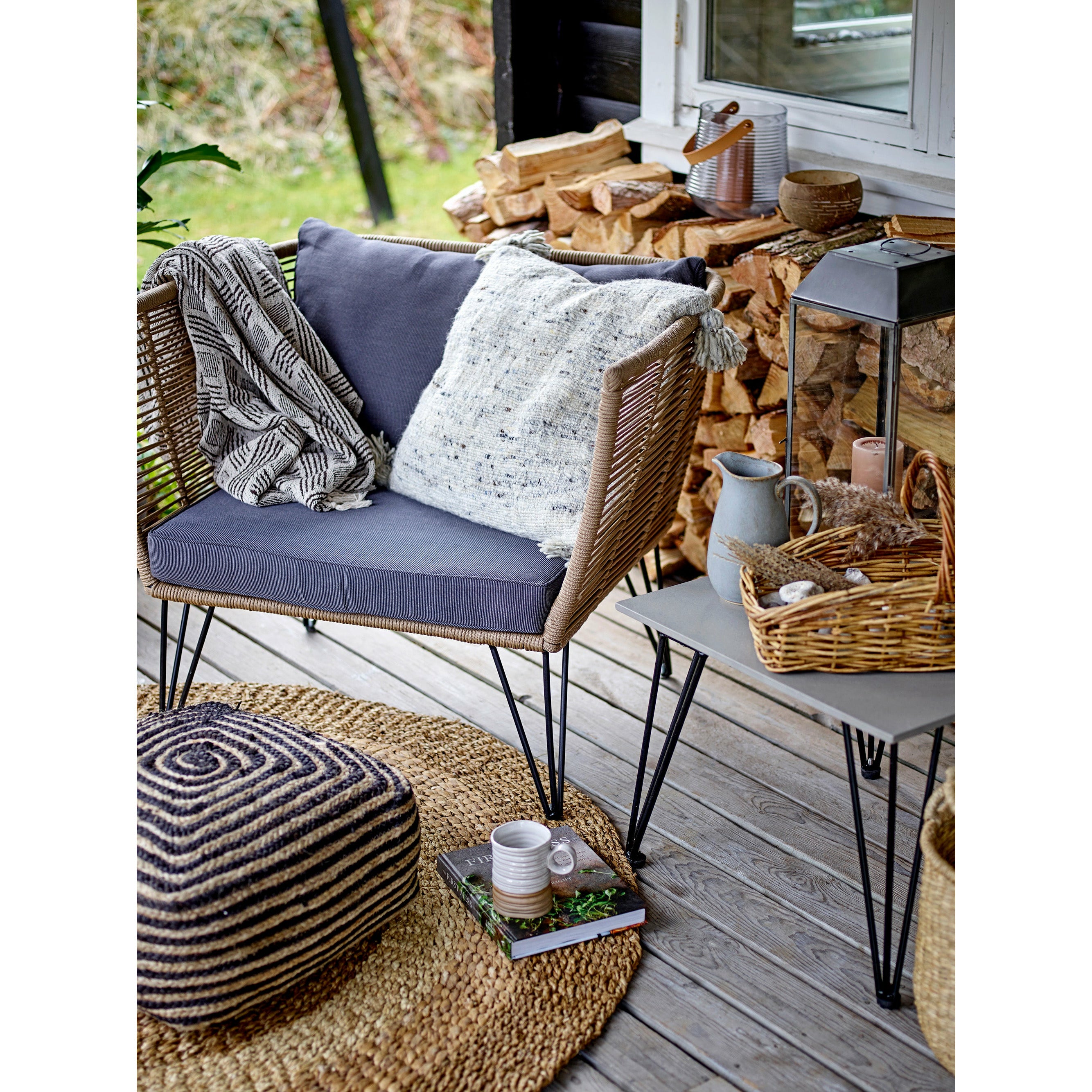 BLOOMINGVILLE Ejlar Lanterne, Grå, Metal - L20xH48xW20 cm - DesignGaragen.dk.