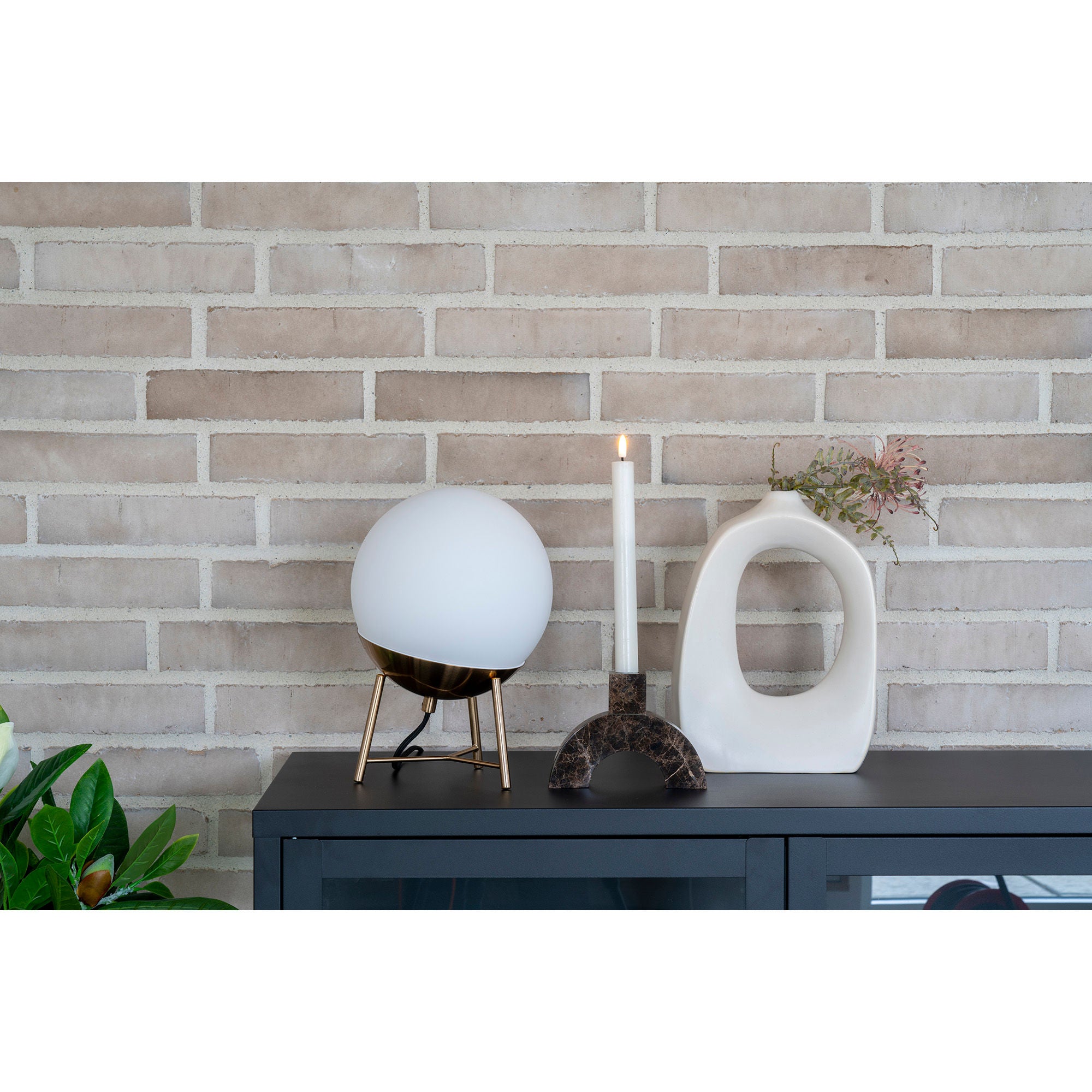 Lysestage - Lysestage i marmor, brun, 15x3,5x11 cm