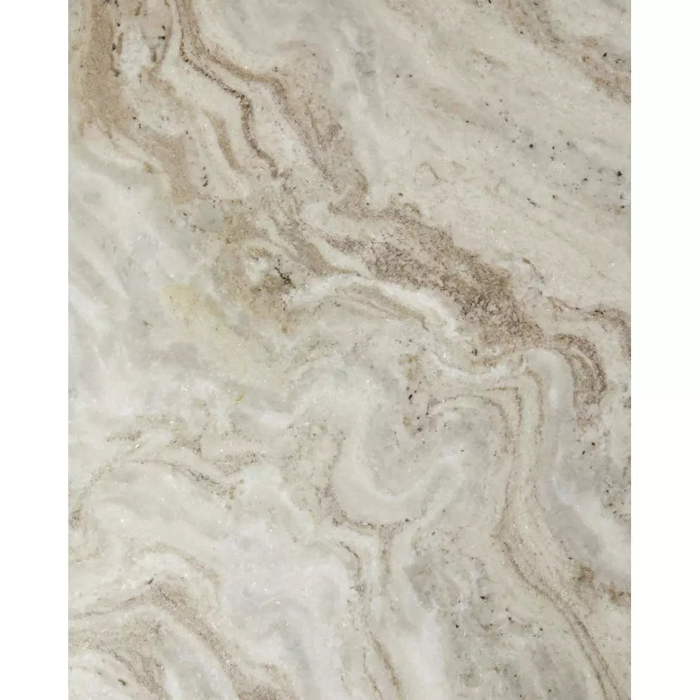 ERIE rundt spisebord i træ og marmor - ø140 cm - råhvid, brun, beige