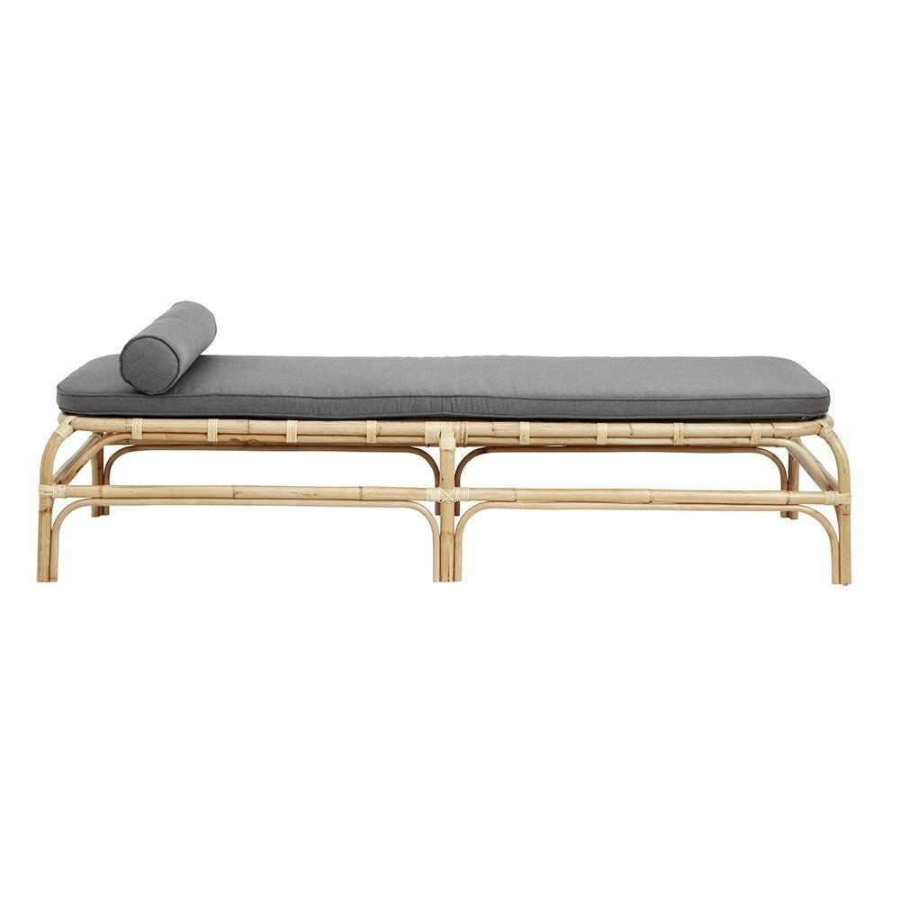 Nordal BALI daybed i rattan med hynde - l203 cm - natur/grå