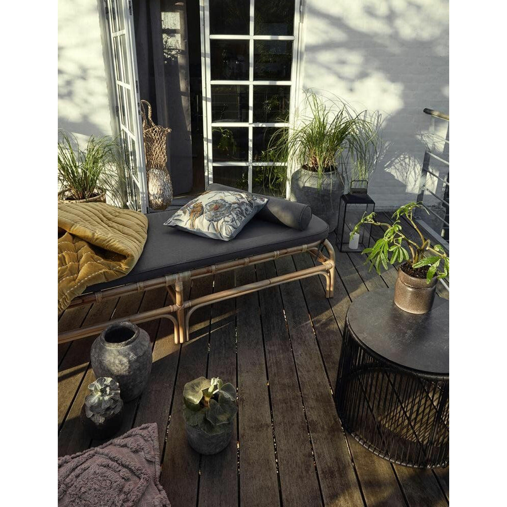 Nordal BALI daybed i rattan med hynde - l203 cm - natur/grå