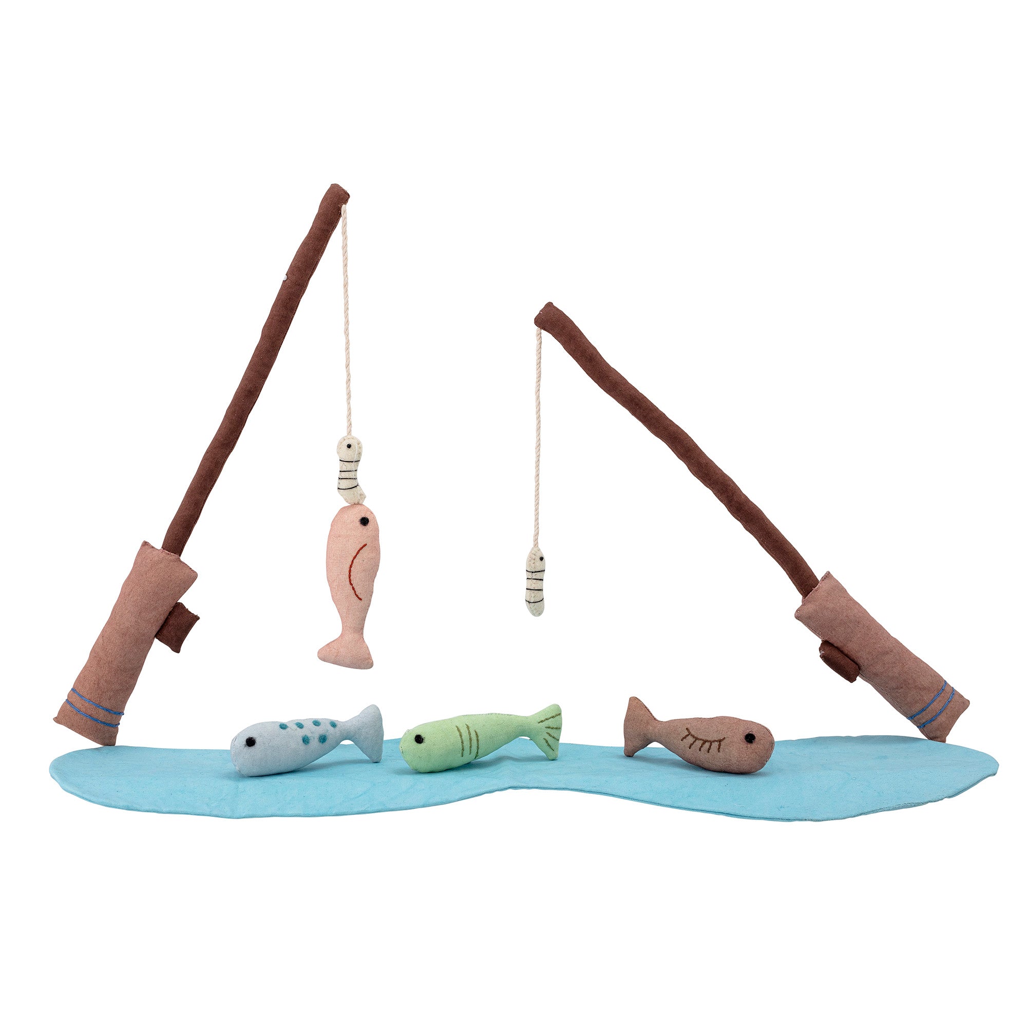 BLOOMINGVILLE MINI Bjerre Fiskestang m/Fisk, Blå, Bomuld - L26xH51xW8 cm, Set of 7 - DesignGaragen.dk.