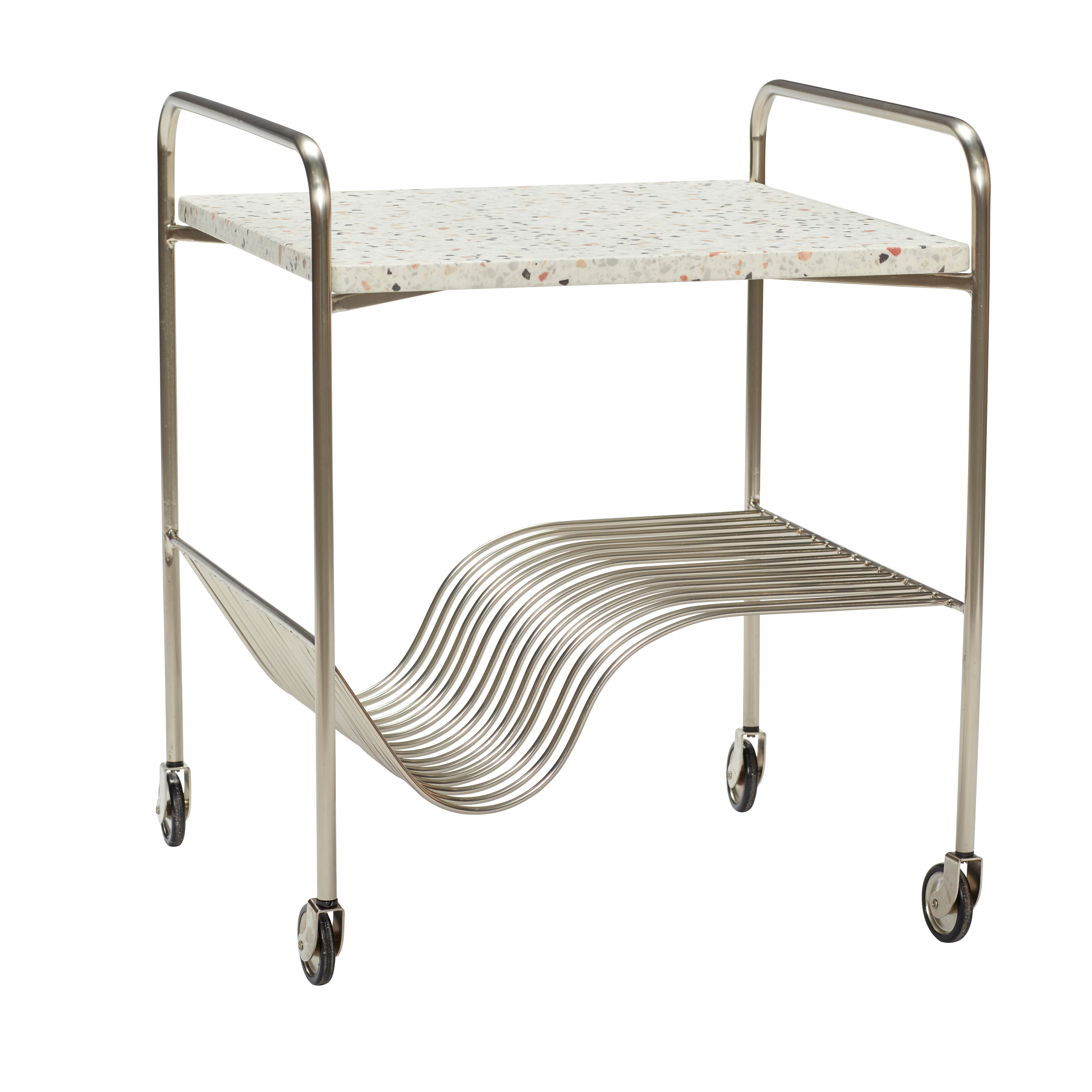 Wave Rullebord Terrazzo/Nikkel - 50x49xh51cm
