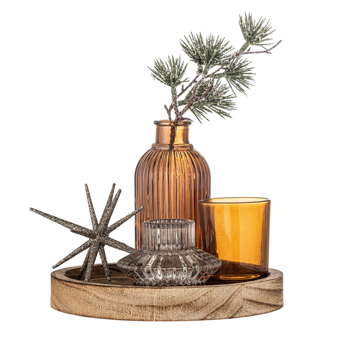 Bloomingville Sanga Bakke m/fyrfadsstage, Guld, Glas