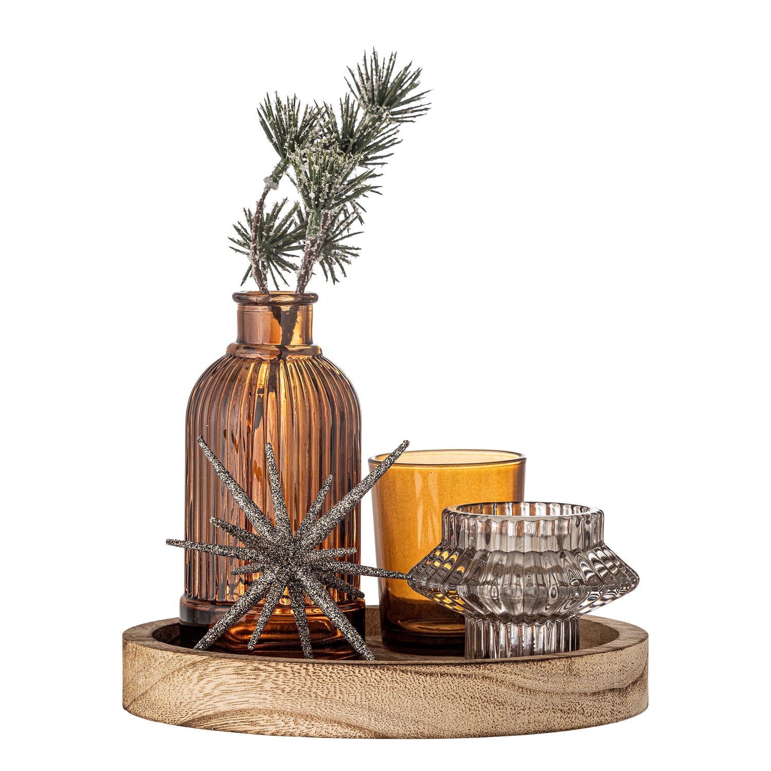 Bloomingville Sanga Bakke m/fyrfadsstage, Guld, Glas