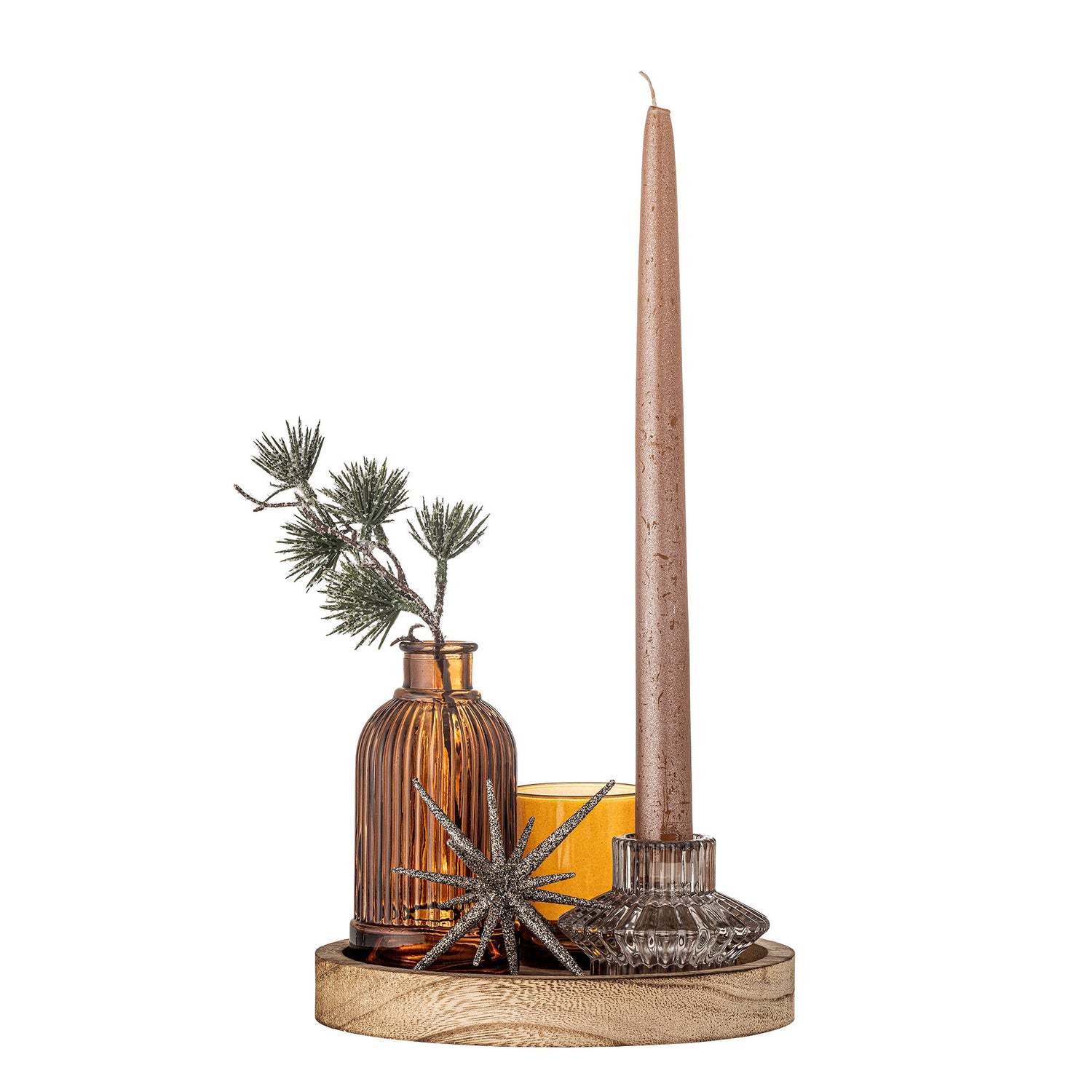 Bloomingville Sanga Bakke m/fyrfadsstage, Guld, Glas