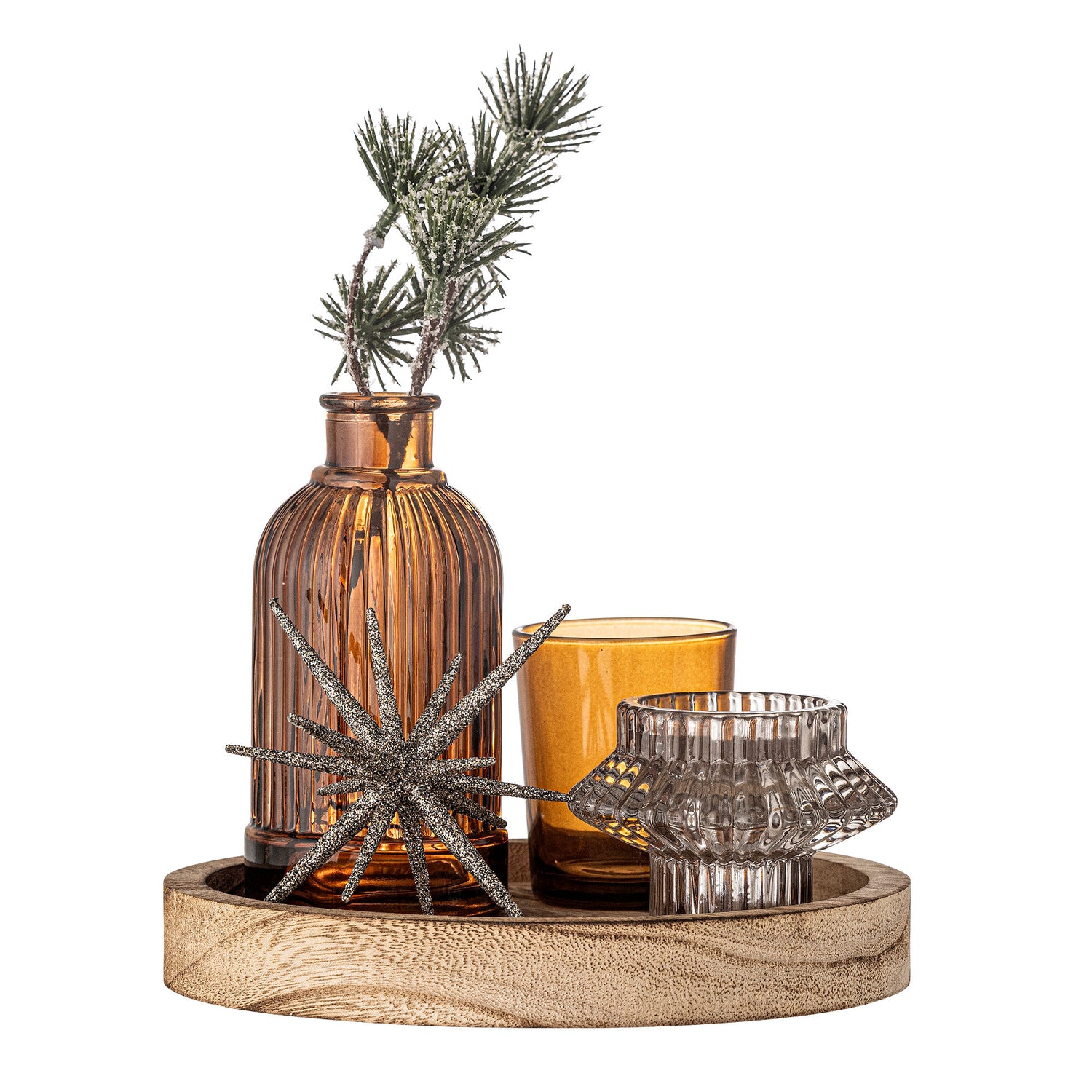 Bloomingville Sanga Bakke m/fyrfadsstage, Guld, Glas