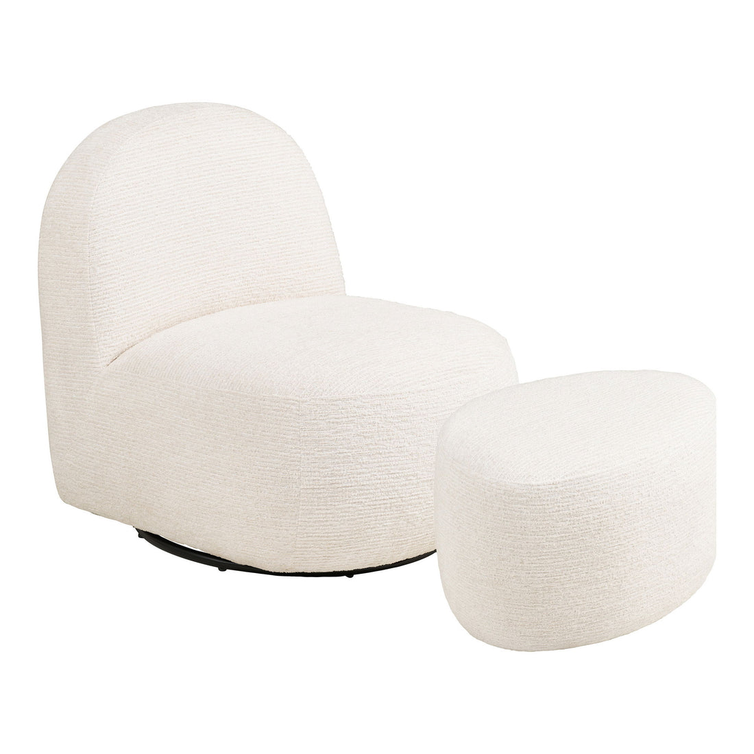Milo sæt - Loungestol og puf, off-white HN1081