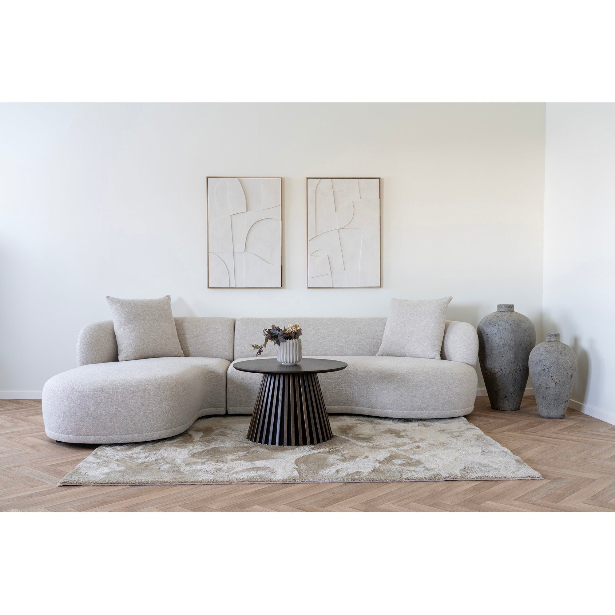 Sofa med 2 puder, venstrevendt, natur, HN1295