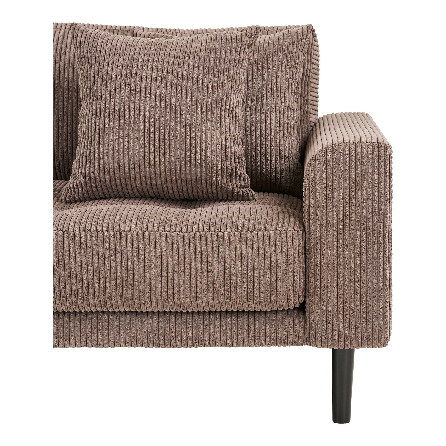 Lido Lounge Sofa - venstrevendt i brun fløjl med fire puder og sorte t ...
