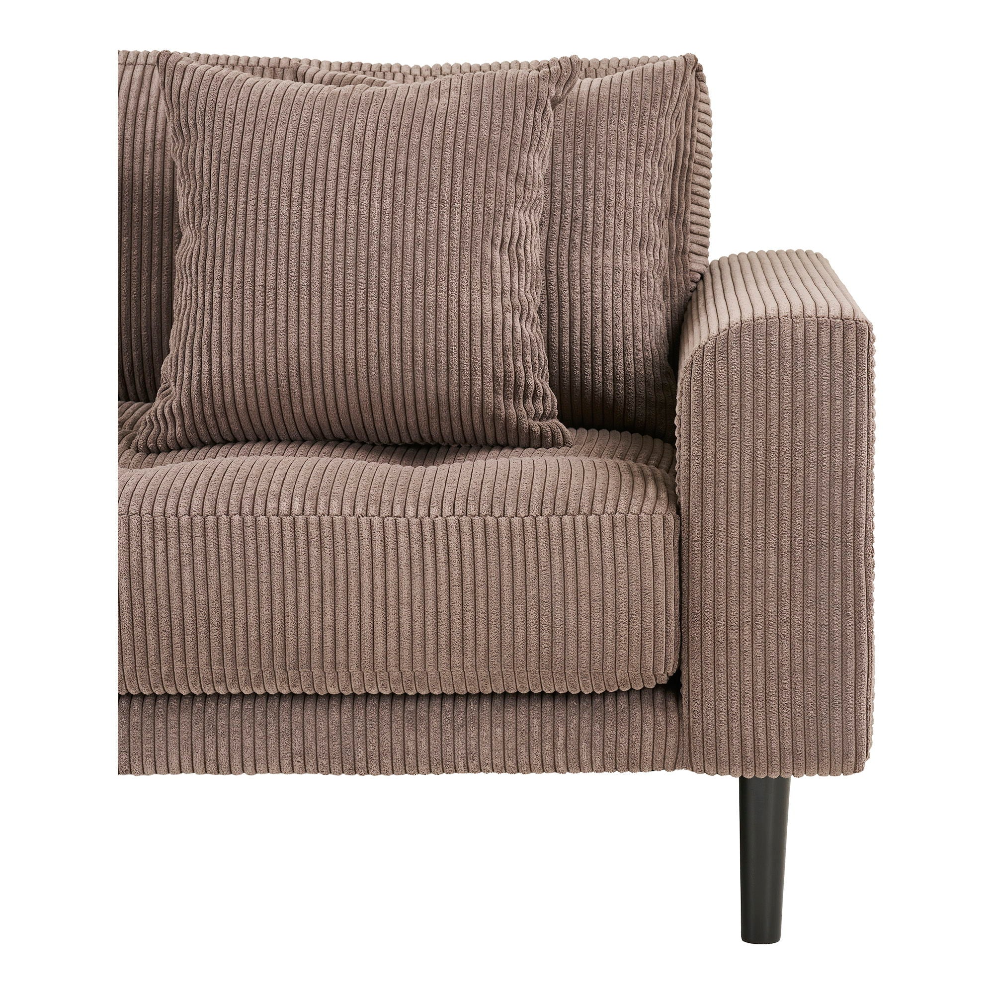 Lido Lounge Sofa - Lounge Sofa, venstrevendt i brun fløjl med fire puder og sorte træben HN1423