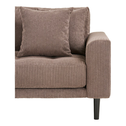 Lido Lounge Sofa - Lounge Sofa, venstrevendt i brun fløjl med fire puder og sorte træben HN1423