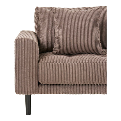 Lido Lounge Sofa - Lounge Sofa, højrevendt i brun fløjl med fire puder og sorte træben HN1423