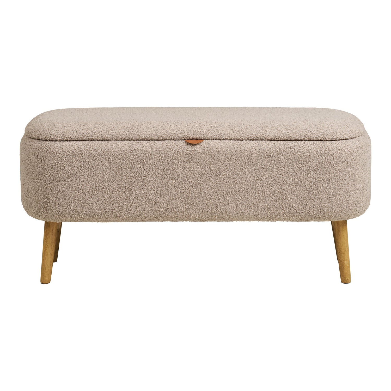 Harlow Bænk - Bænk med opbevaring, bouclé, beige 95x37x45 cm, HN1063