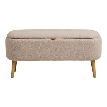 Harlow Bænk - Bænk med opbevaring, bouclé, beige 95x37x45 cm, HN1063