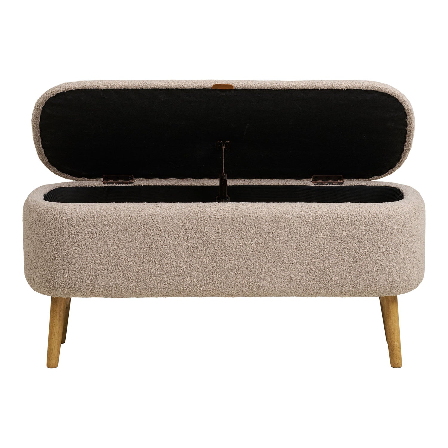 Harlow Bænk - Bænk med opbevaring, bouclé, beige 95x37x45 cm, HN1063