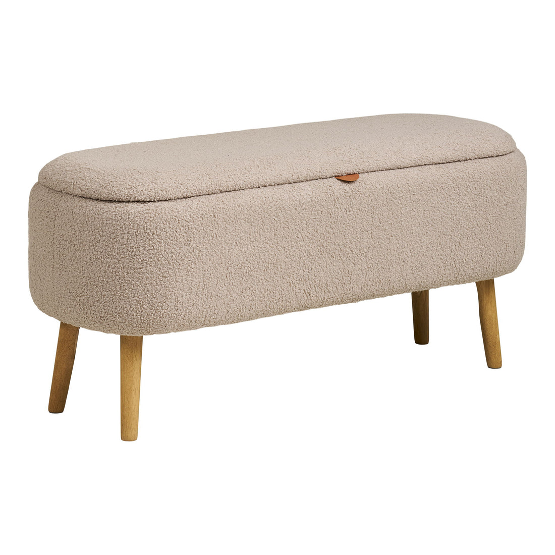 Harlow Bænk - Bænk med opbevaring, bouclé, beige 95x37x45 cm, HN1063