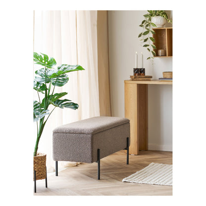 Watford Bænk - Bænk med opbevaring, bouclé, brun 95x36,5x43 cm, HN1061