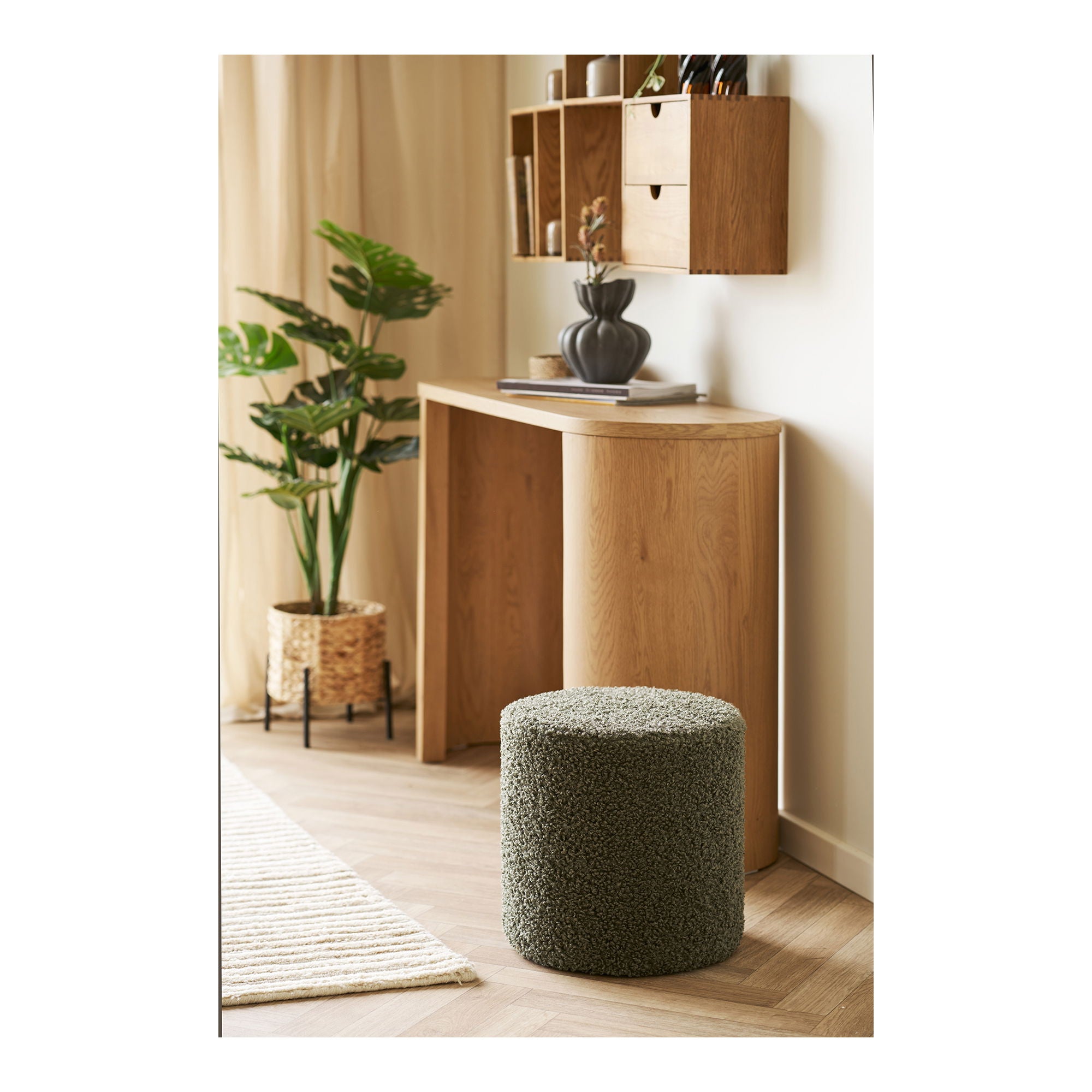 Ejby Puf - Puf, teddy, grøn ø34x36 cm, HN1301