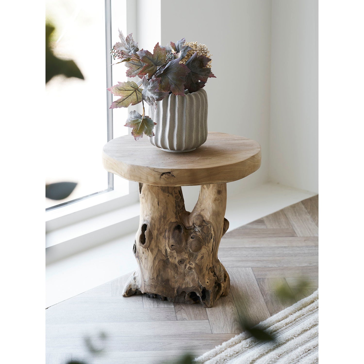 Palena Sidebord - Sidebord, teak, natur ø40x45 cm
