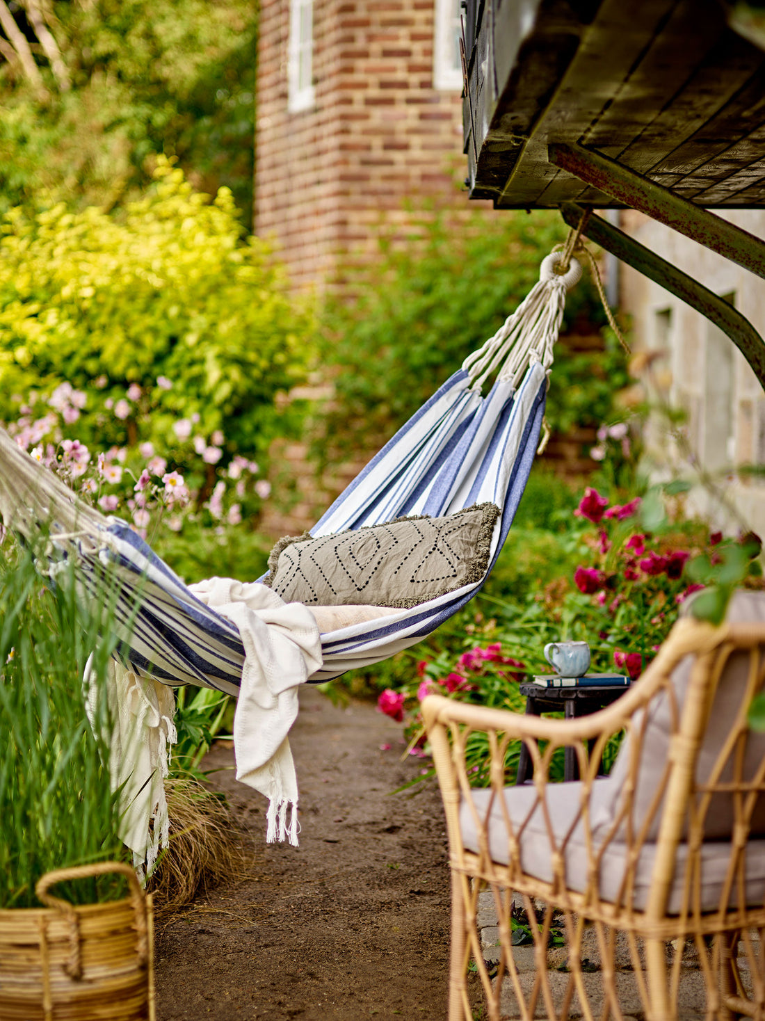 Bloomingville Remo Hængekøje, Blå, Bomuld
