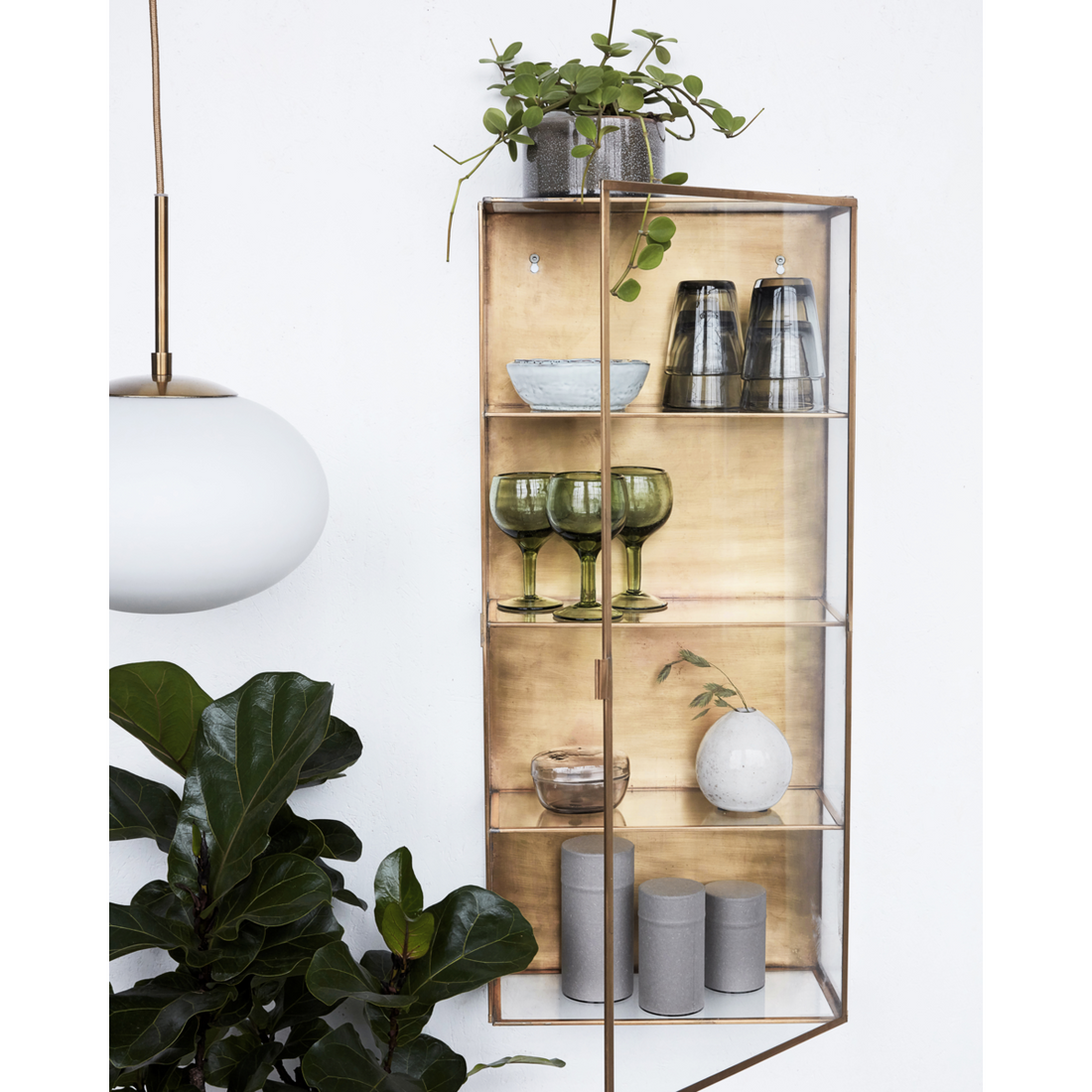 Vitrineskab, HDGlass, Messing 80x35 cm