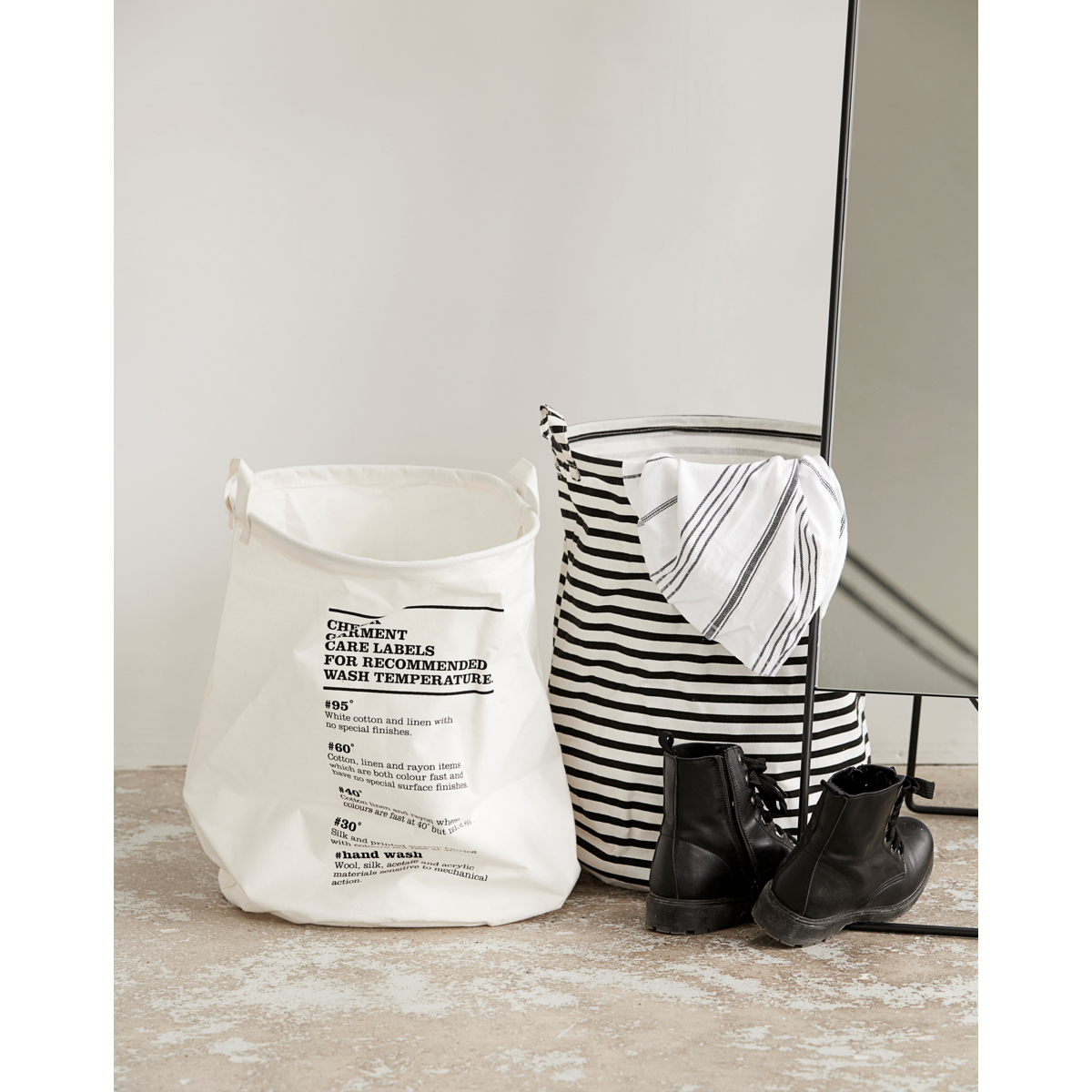 Vasketøjspose, HDStripes, Sort h: 50 cm, dia: 40 cm