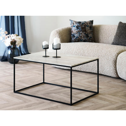 Vita Sofabord - Sofabord, travertin look, sort stel 90x60x45 cm